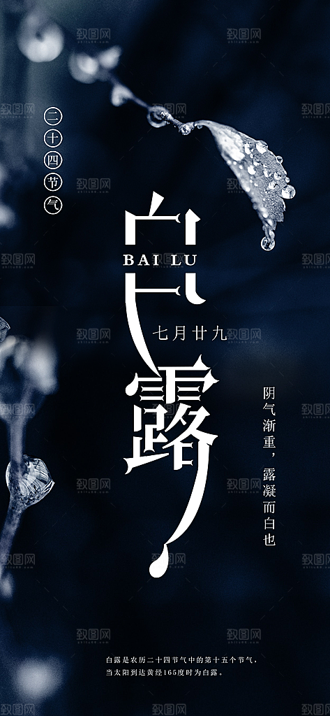 中国传统二十四节气白露节气宣传海报