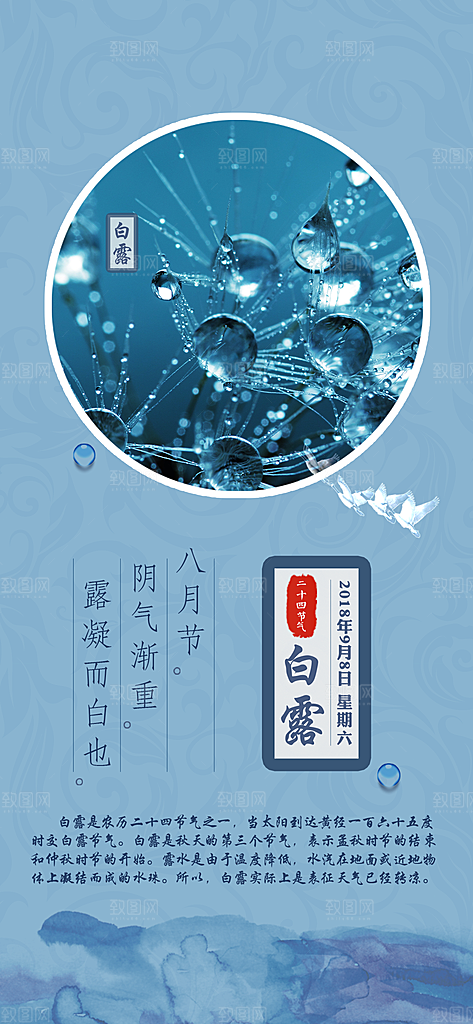 中国传统二十四节气白露节气宣传海报