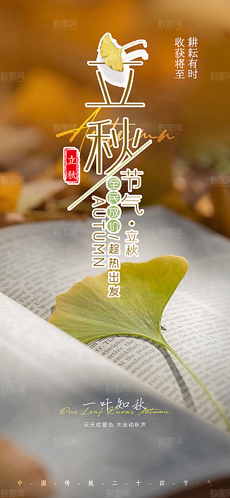 秋意立秋二十四节气海报