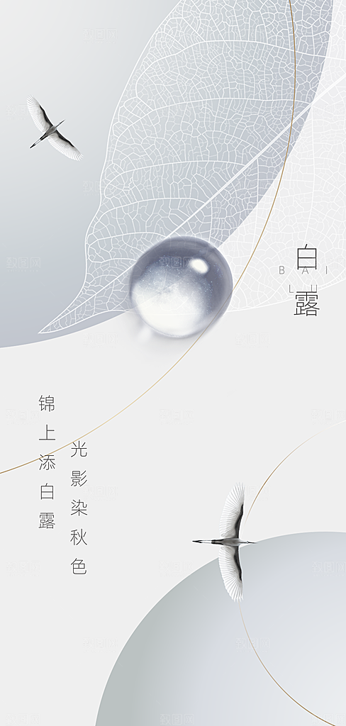 白露节气简约大气海报