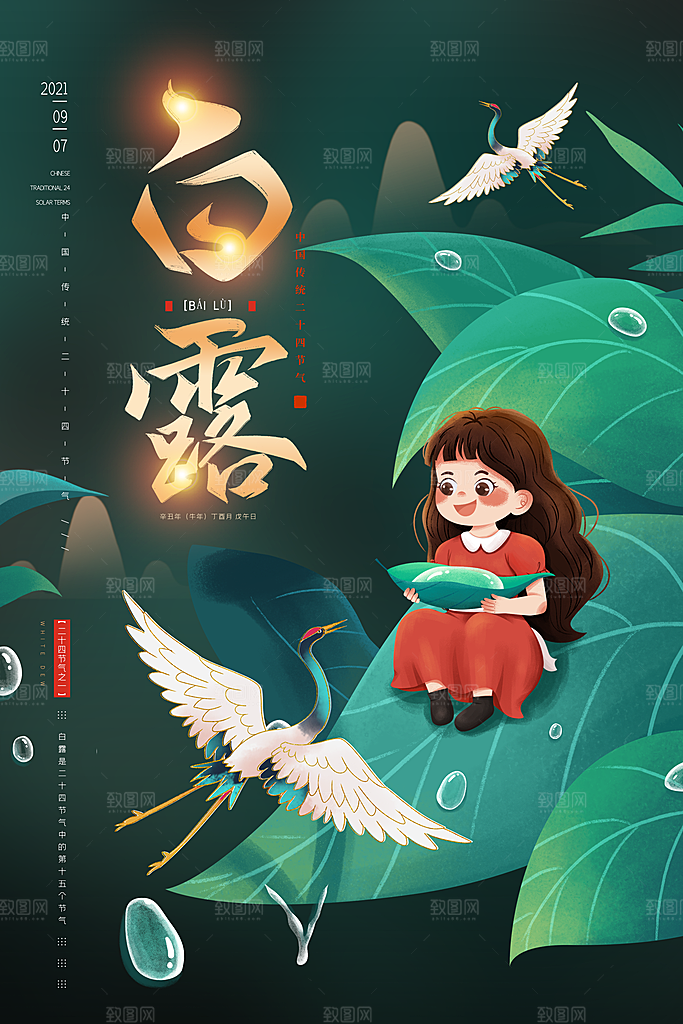 中国传统二十四节气白露节气宣传海报