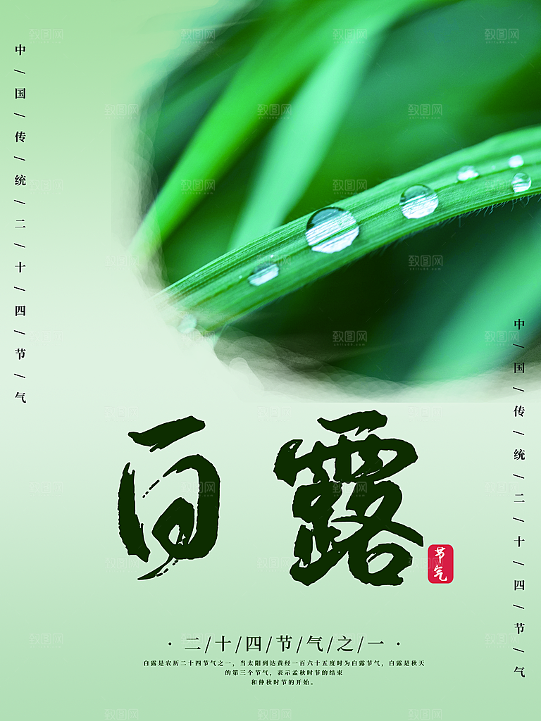 中国传统二十四节气白露节气宣传海报