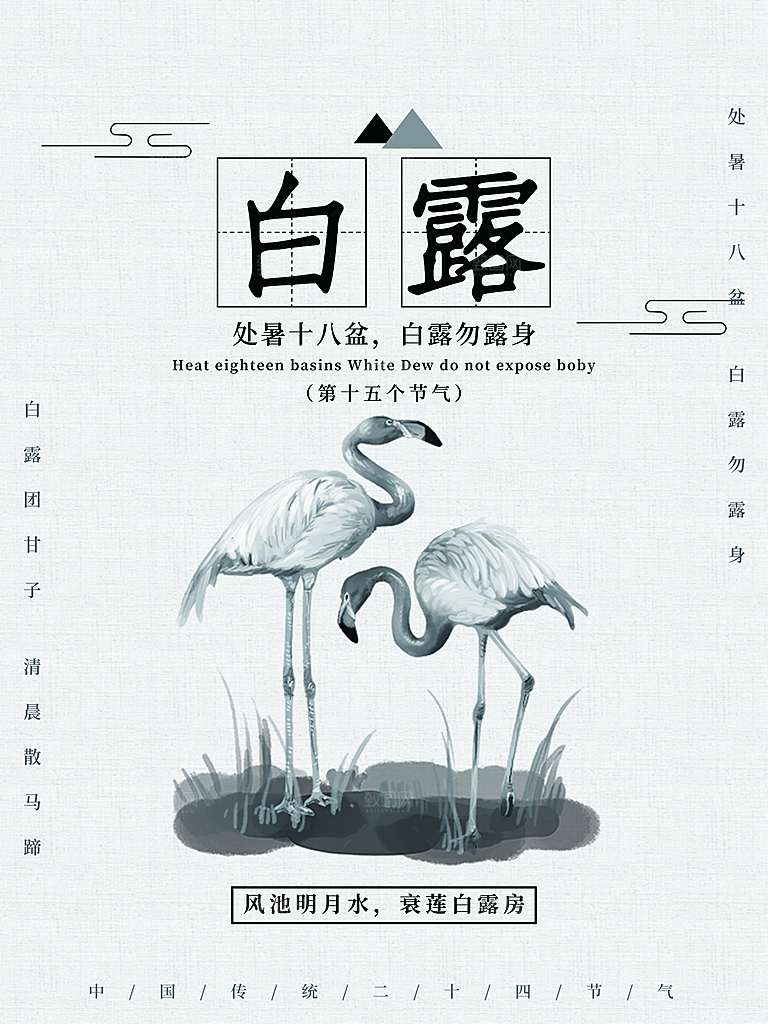 中国传统二十四节气白露节气宣传海报