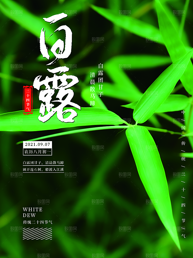 中国传统二十四节气白露节气宣传海报