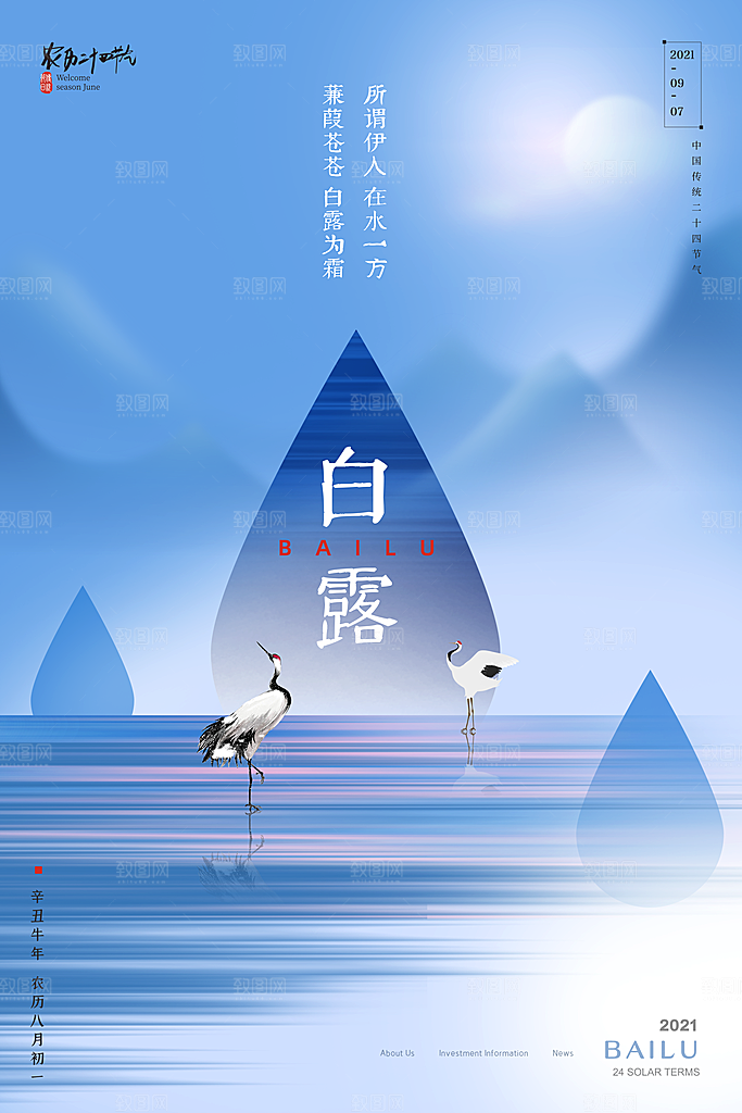 中国传统二十四节气白露节气宣传海报