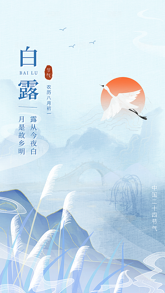 中国传统二十四节气白露节气宣传海报