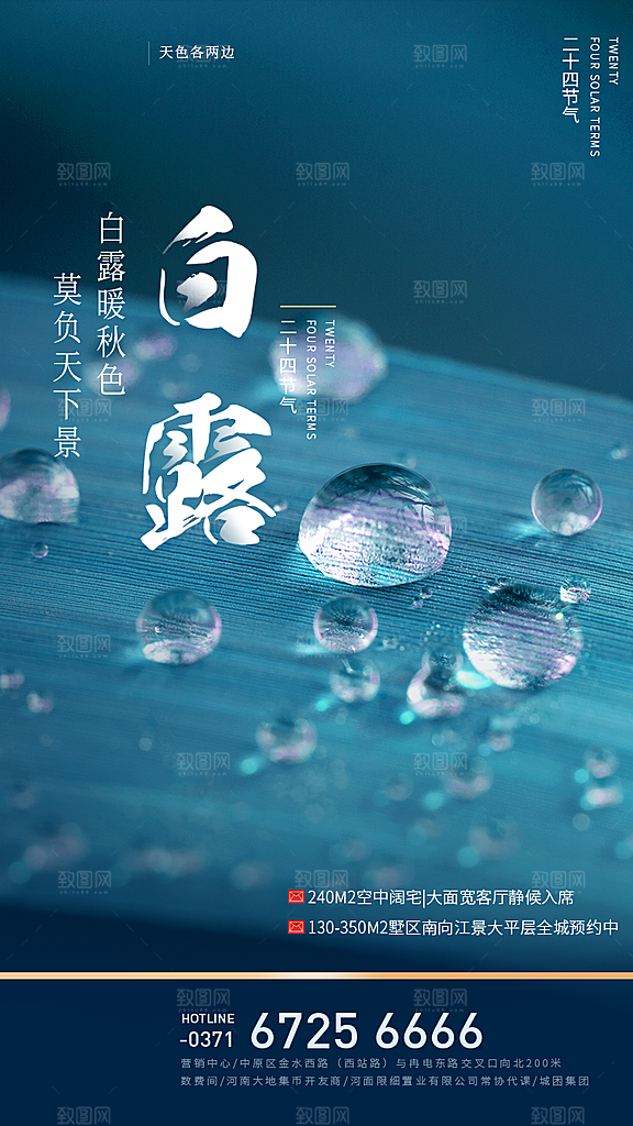 中国传统二十四节气白露节气宣传海报