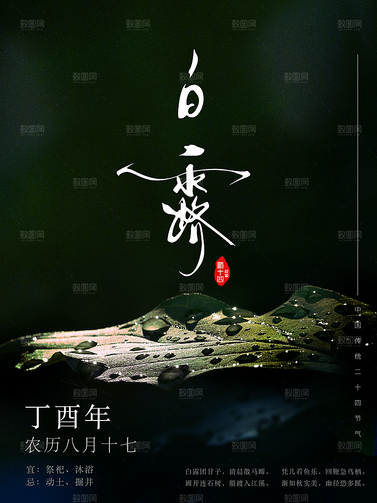 中国传统二十四节气白露节气宣传海报