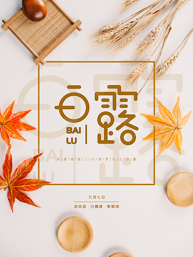 中国传统二十四节气白露节气宣传海报
