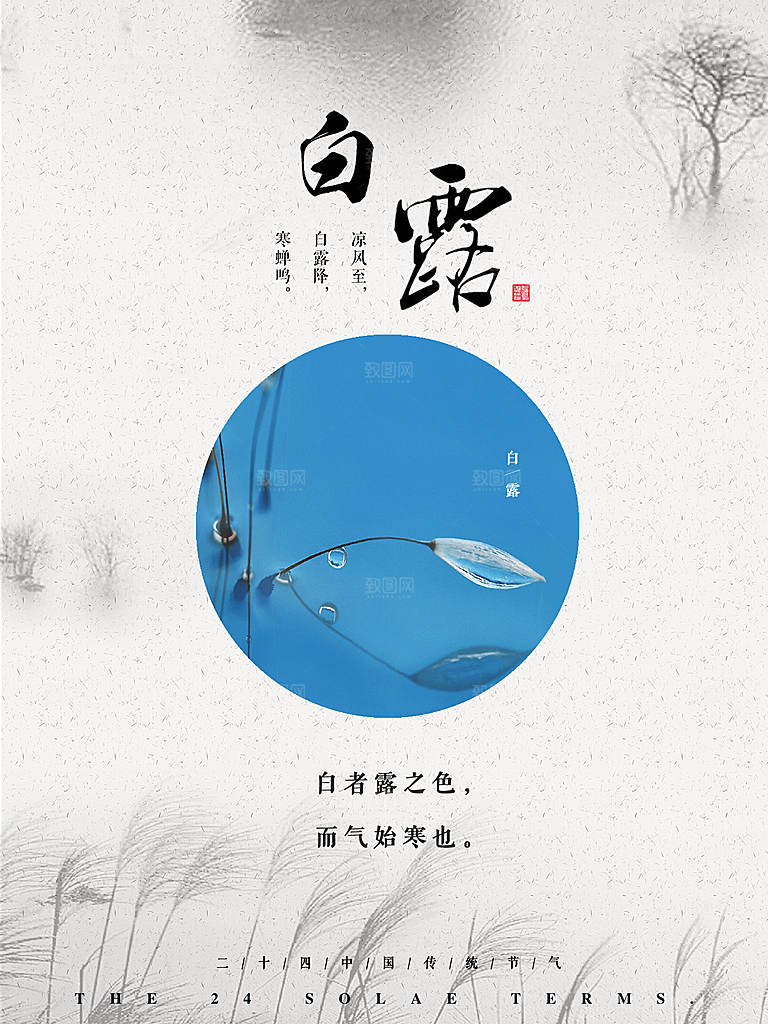 中国传统二十四节气白露节气宣传海报