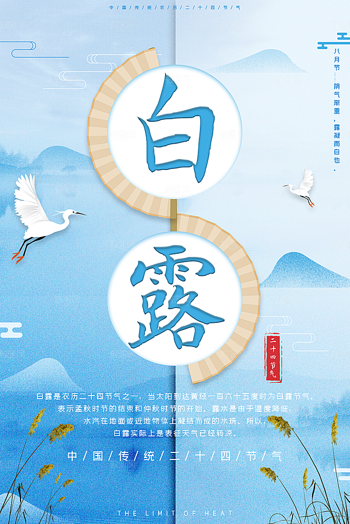 中国传统二十四节气白露节气宣传海报