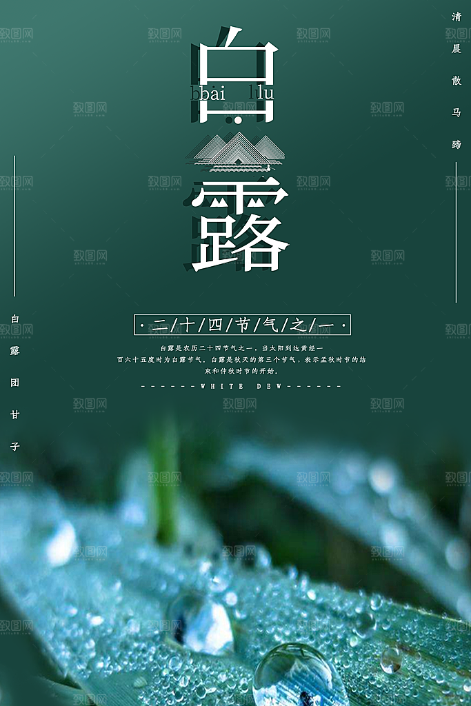 中国传统二十四节气白露节气宣传海报