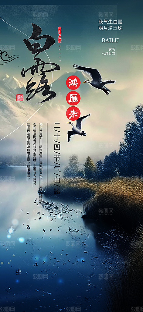 大气白露二十四节气海报