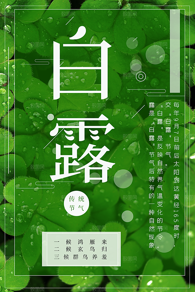 中国传统二十四节气白露节气宣传海报