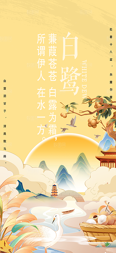 简约风传统白露二十四节气海报