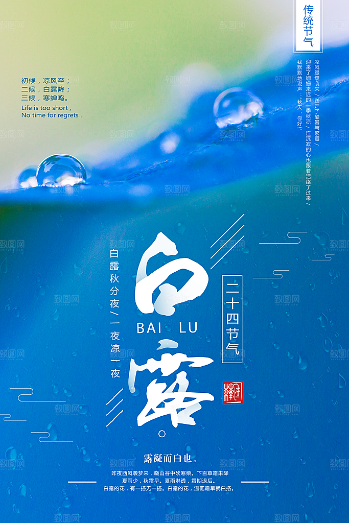 中国传统二十四节气白露节气宣传海报