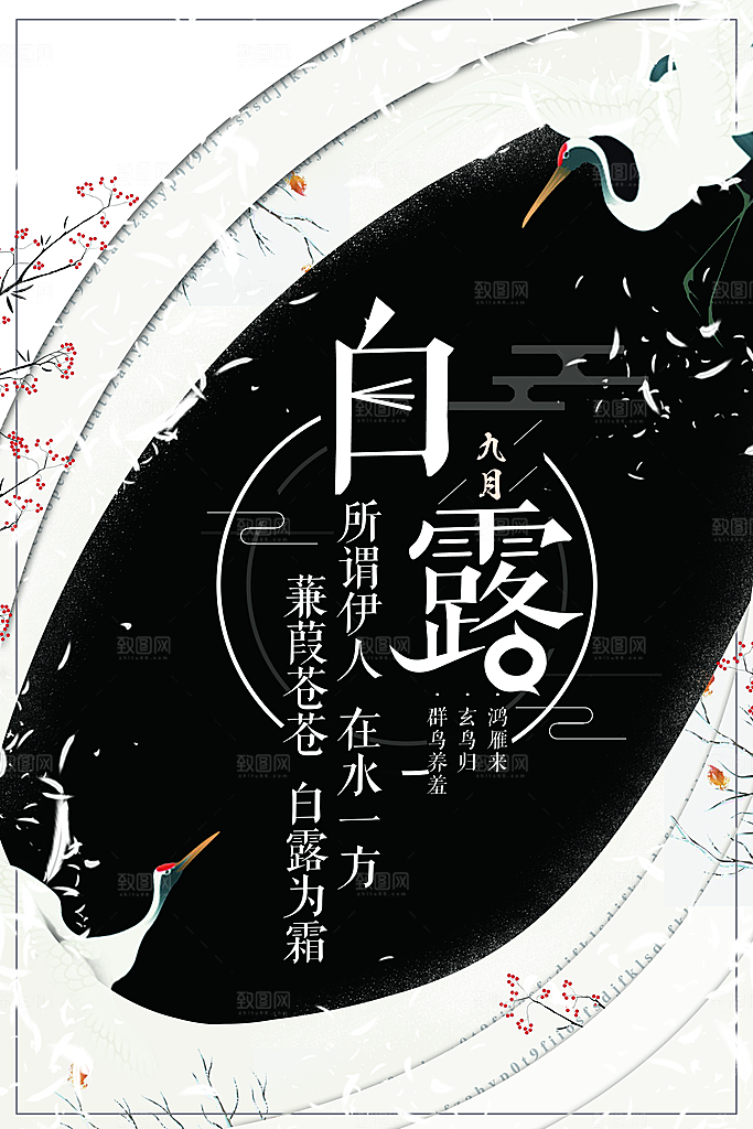 中国传统二十四节气白露节气宣传海报