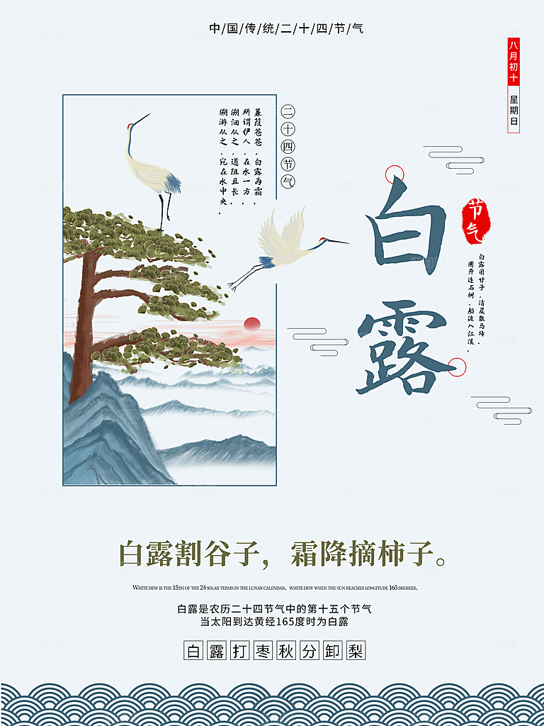 中国传统二十四节气白露节气宣传海报