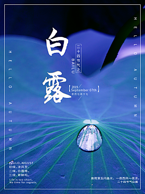 中国传统二十四节气白露节气宣传海报