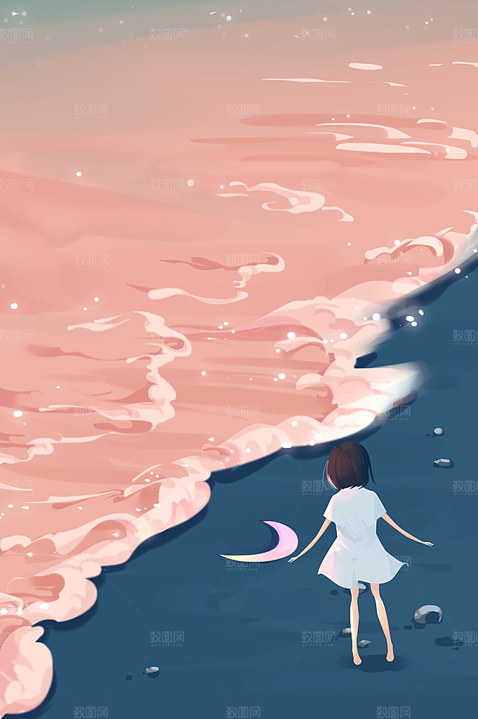 简约大气夏日风景插画海报