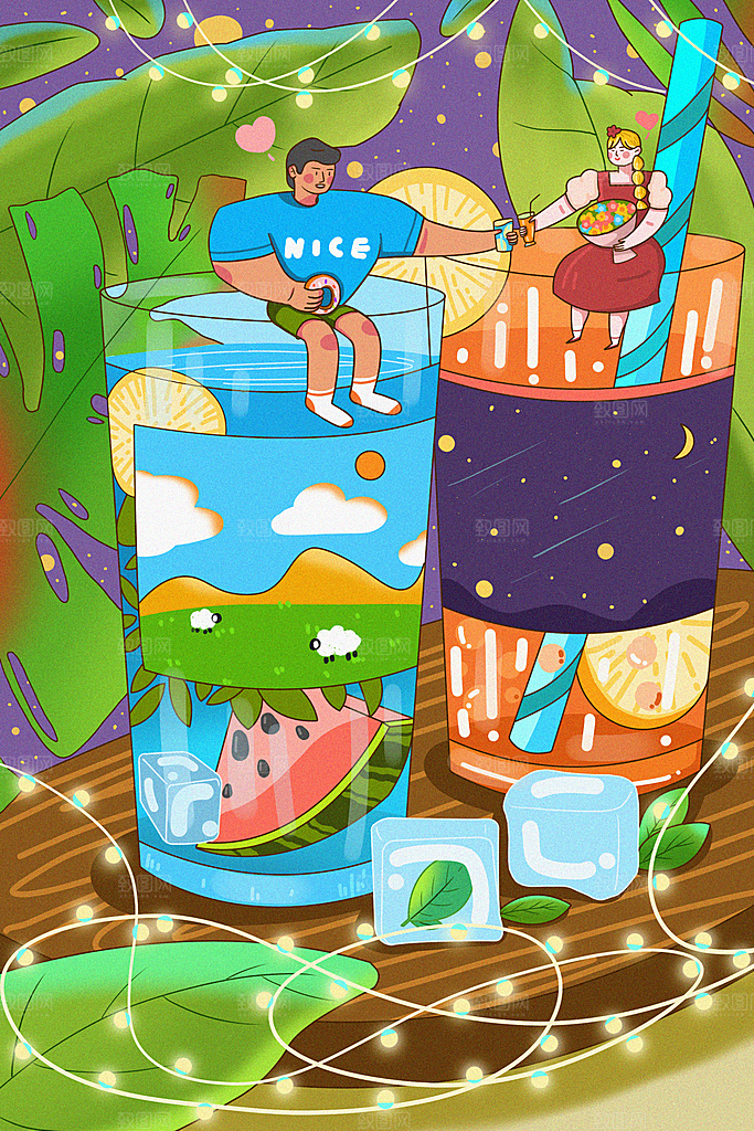 简约大气夏日风景插画海报