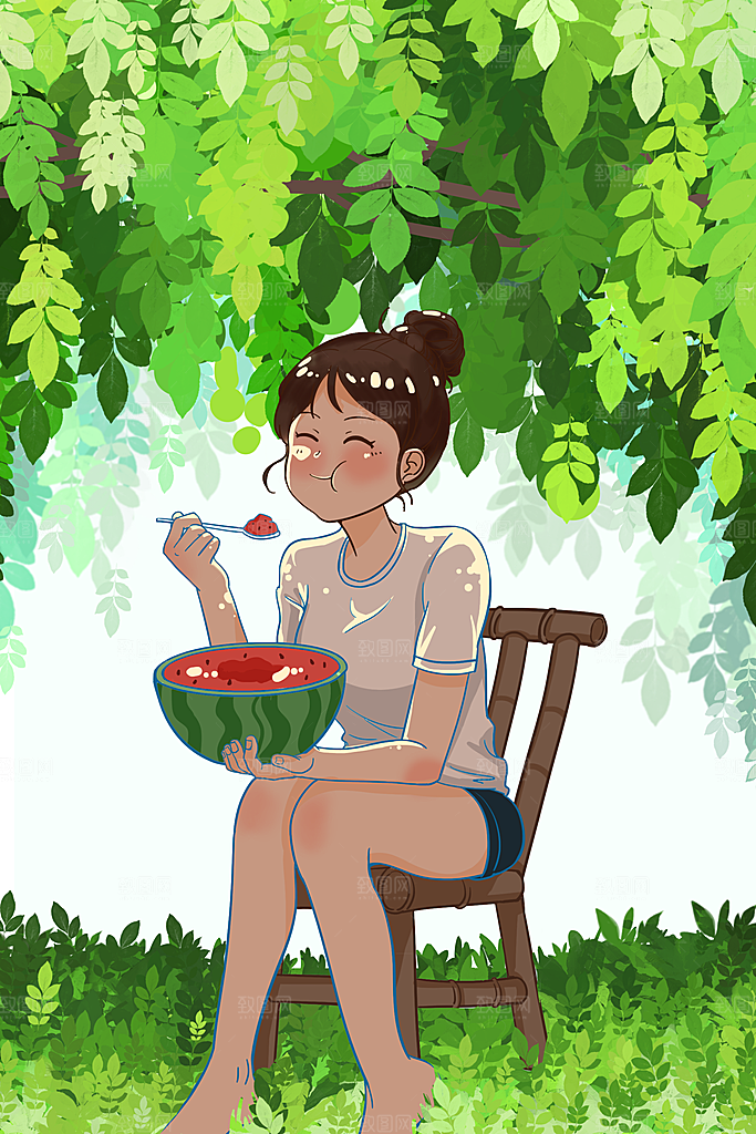 简约大气夏日风景插画海报