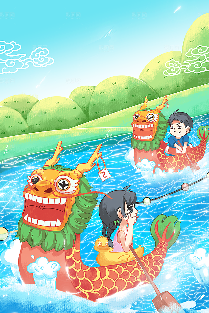 简约大气夏日风景插画海报