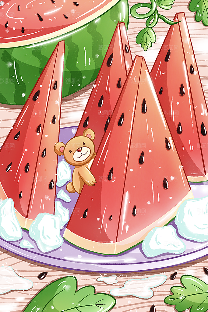 简约大气夏日风景插画海报