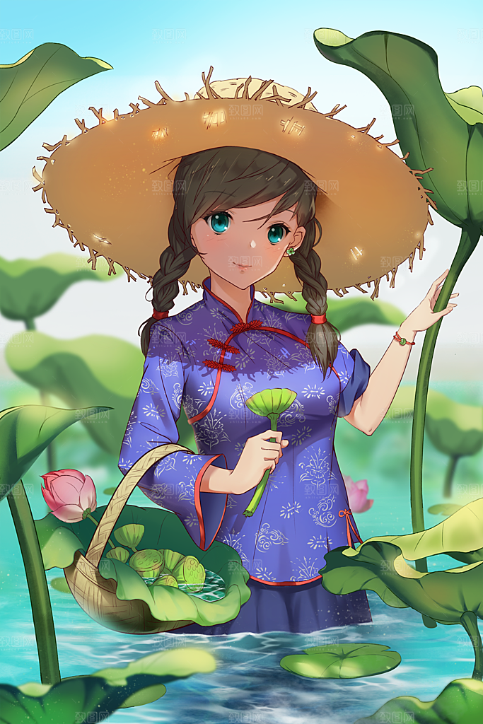 简约大气夏日风景插画海报