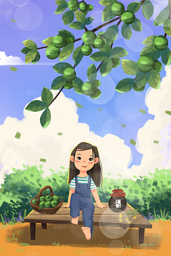 简约大气夏日风景插画海报