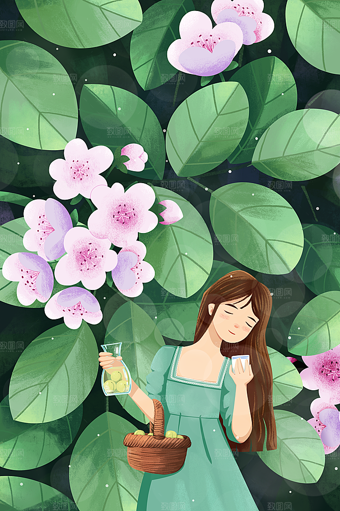 简约大气夏日风景插画海报