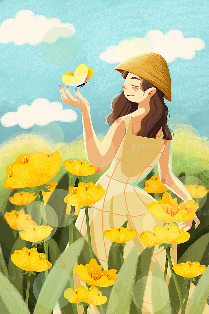 简约大气夏日风景插画海报