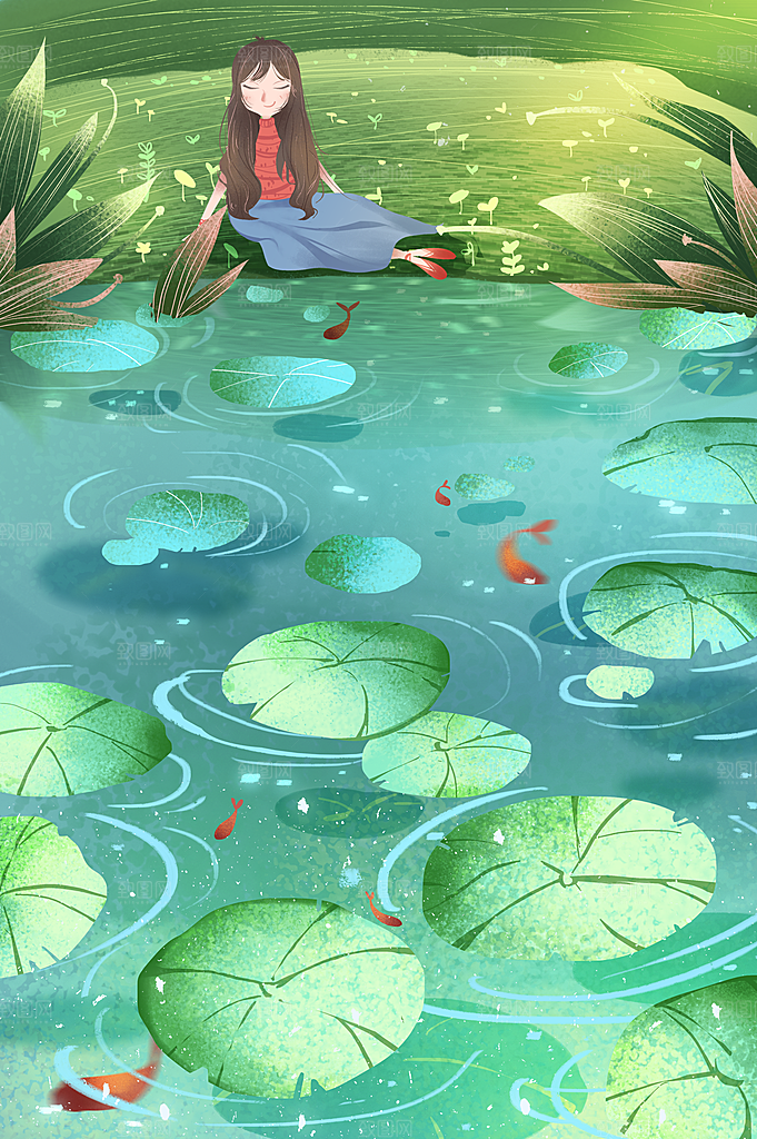 简约大气夏日风景插画海报