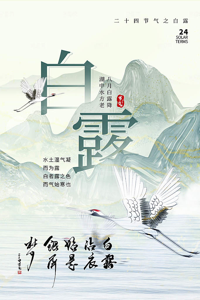 白露节气简约大气海报