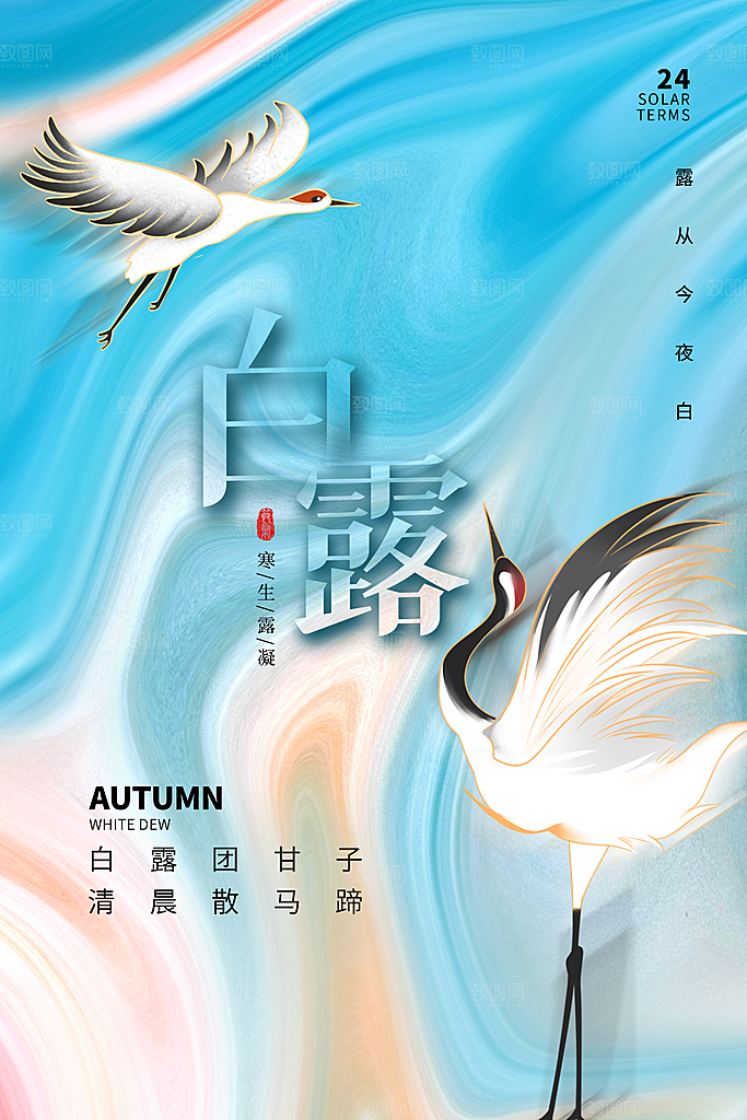 白露节气简约大气海报