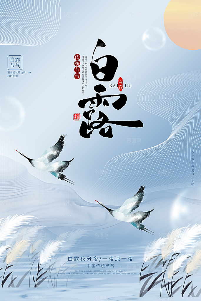 白露节气简约大气海报
