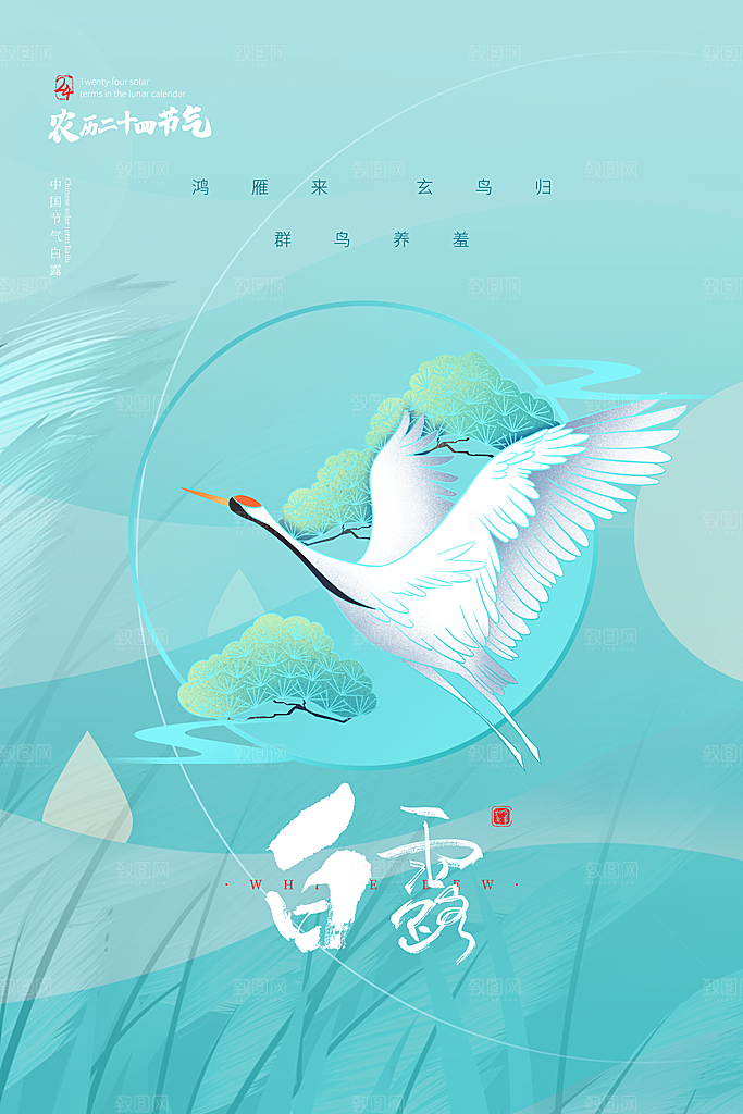 白露节气简约大气海报