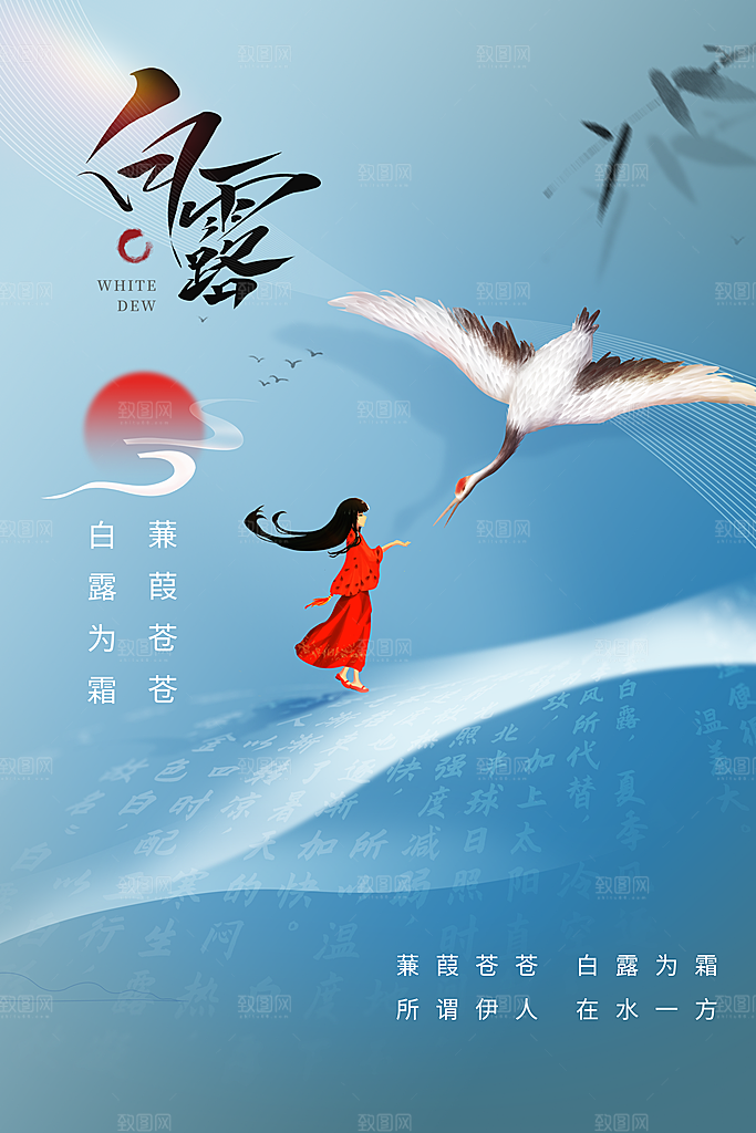 白露节气简约大气海报