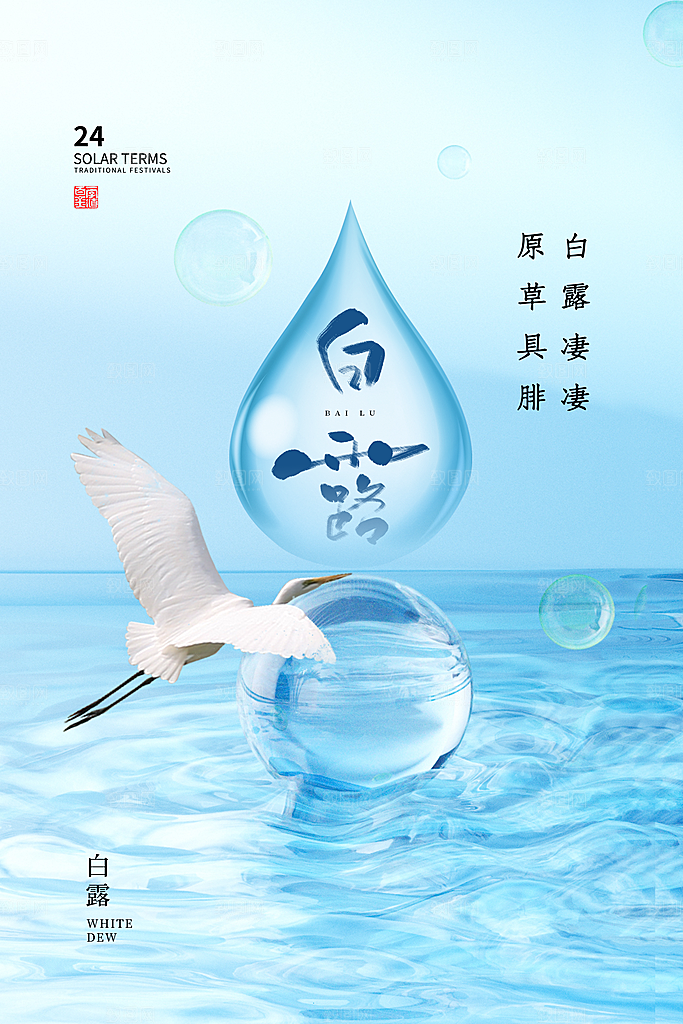 白露节气简约大气海报