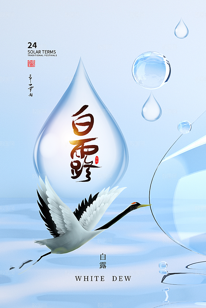 白露节气简约大气海报