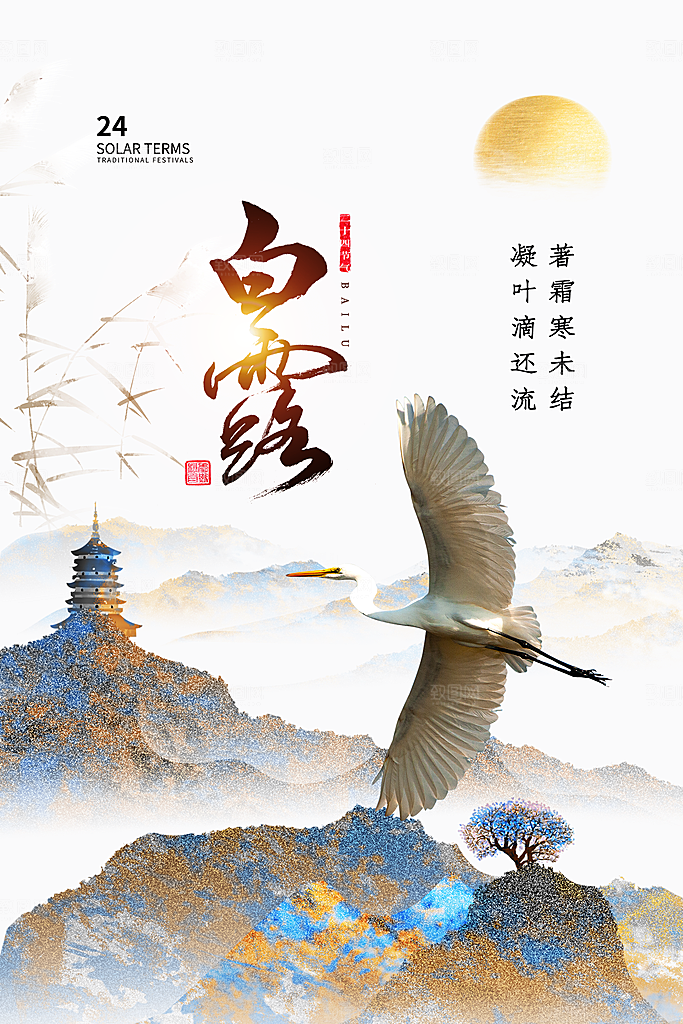 传统节气白露海报模版