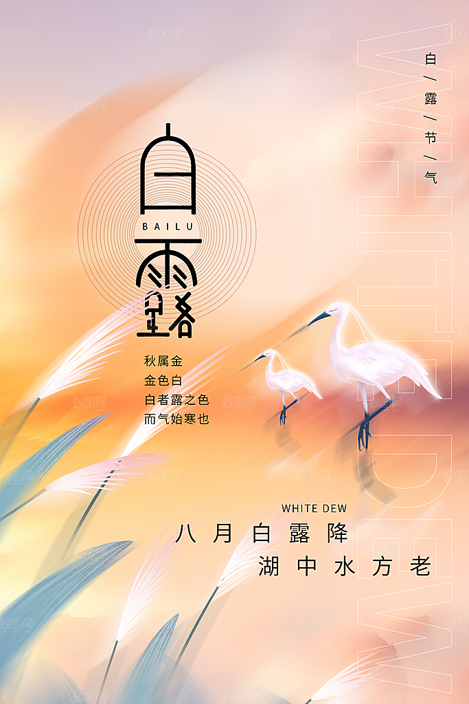 传统节气白露海报模版