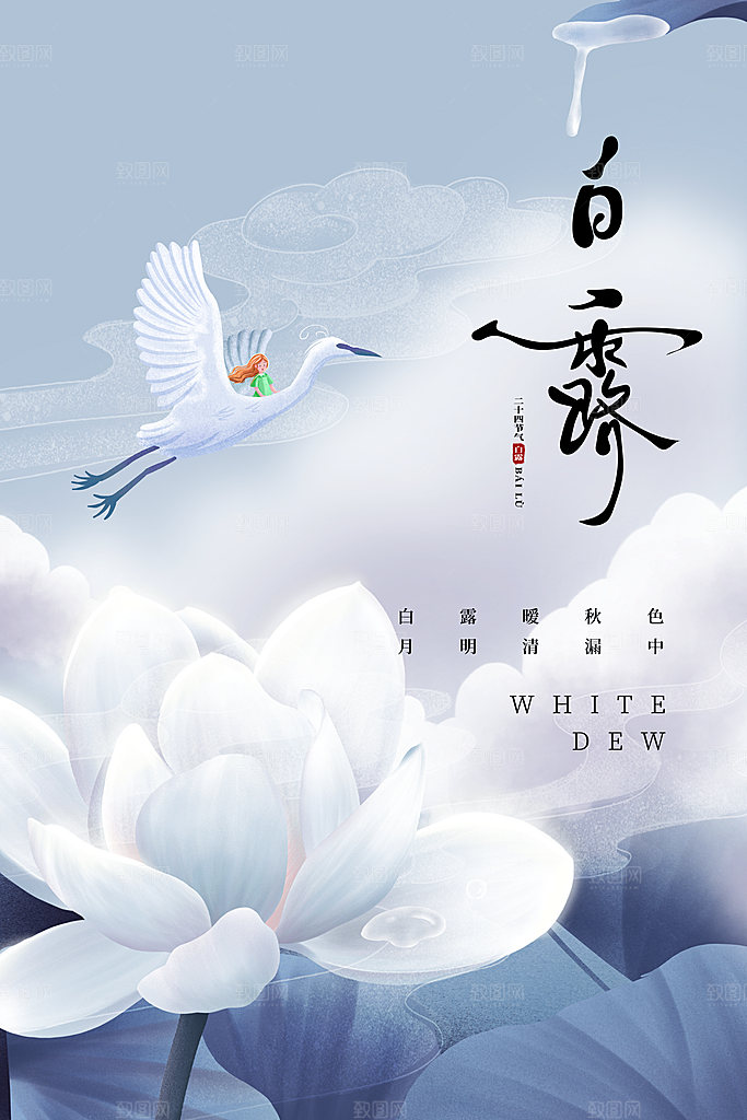 传统节气白露海报模版