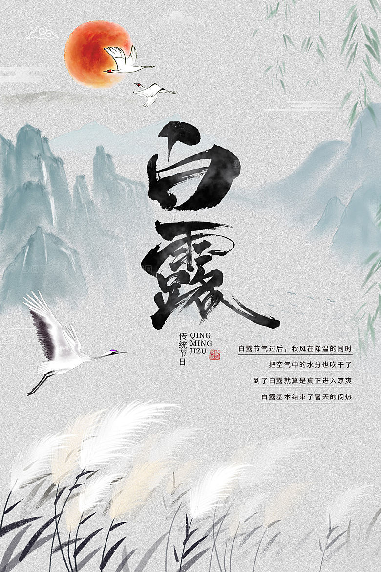 白露节气简约大气海报