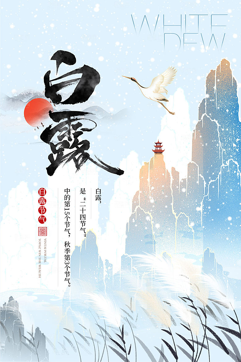白露节气简约大气海报