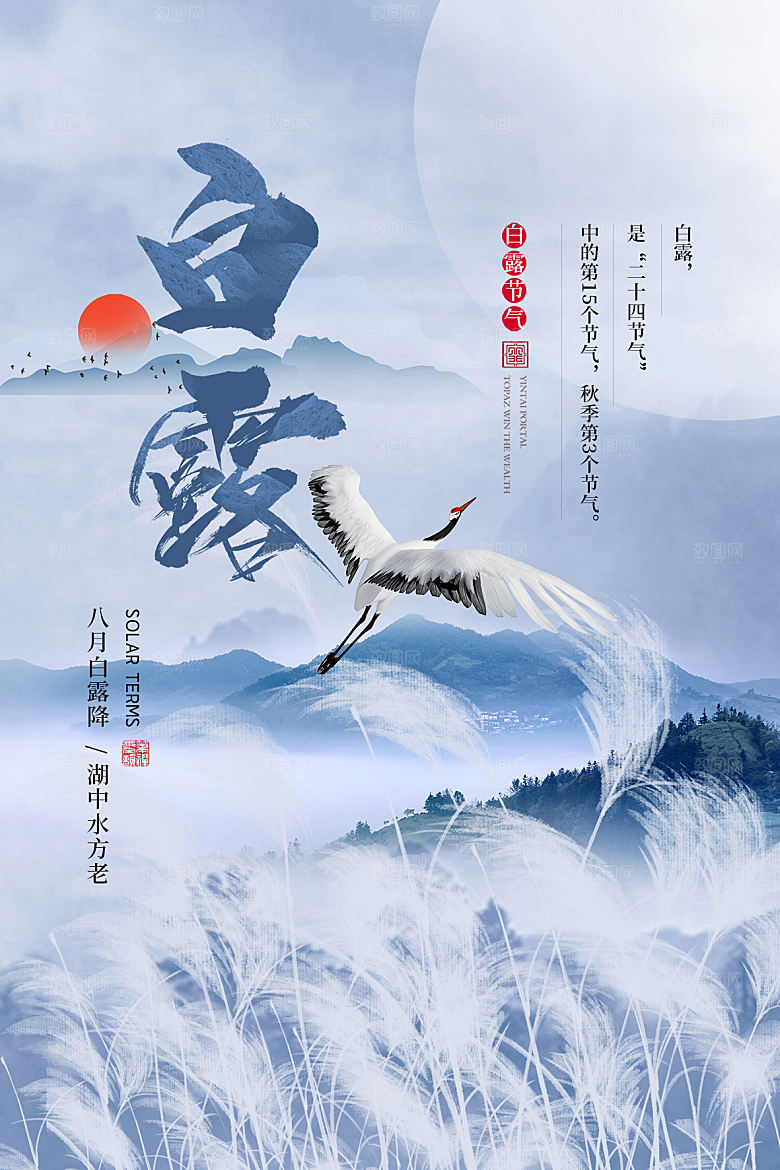 白露节气简约大气海报