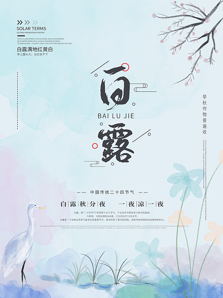传统节气白露海报模版