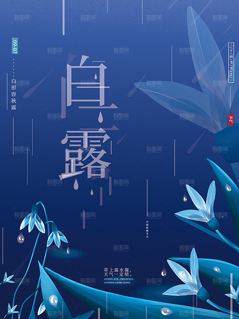 白露节气简约大气海报