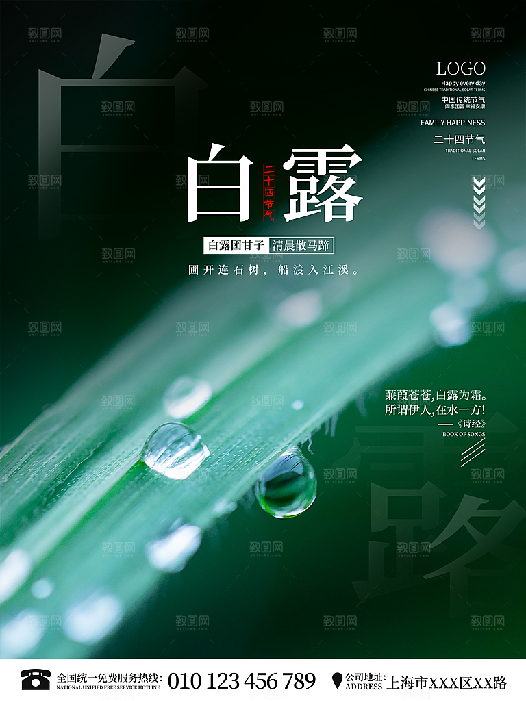 传统节气白露海报模版