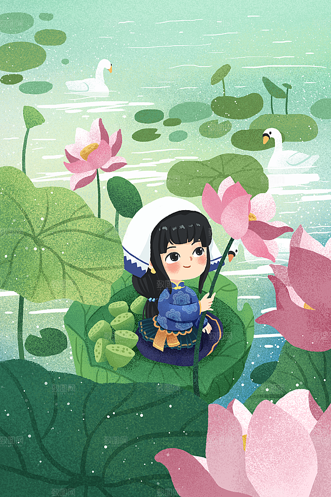 简约大气夏日风景插画海报